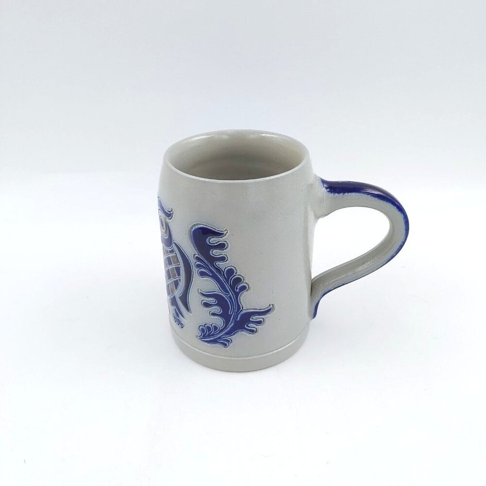 Goebel Merkelbach Salzglasur Beer Stein with Blue Owl Motif West Germany 226/18